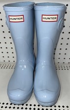 Hunter Original Short Gloss Womens Rubber Rain Boots Size 6 Pale Blue