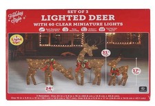 NEW Holiday Style Lighted Christmas Deer Set 3 Reindeer Bambi Outdoor Yard Deco