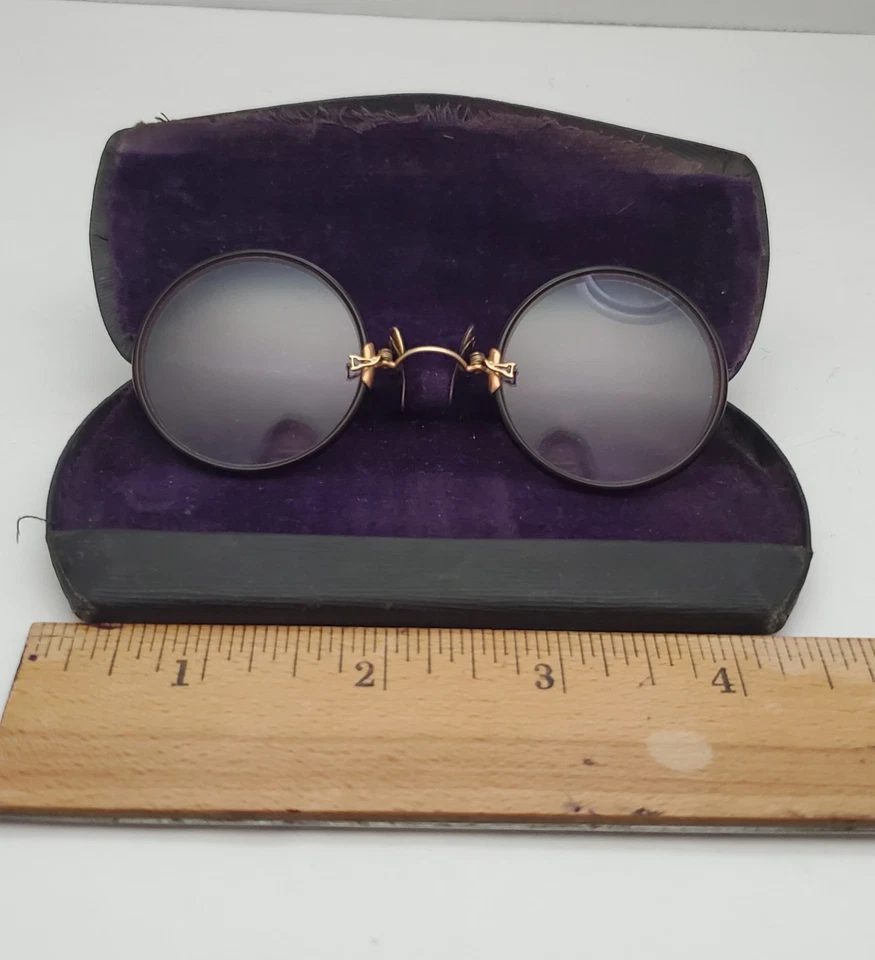 Anteojos Pince-nez rojos antiguos G.F. SHUR-ON Foto 4 de 4