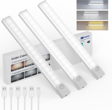 Under Cabinet Lights 8 Inch 3-Pack, Rechargeable Battery-Operated Motion Sensor