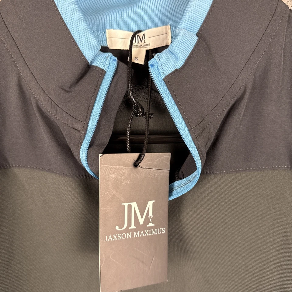 Pulôver masculino Jason Maximus 1/4 zíper cinza/azul médio novo com etiquetas - Imagem 2 de 4