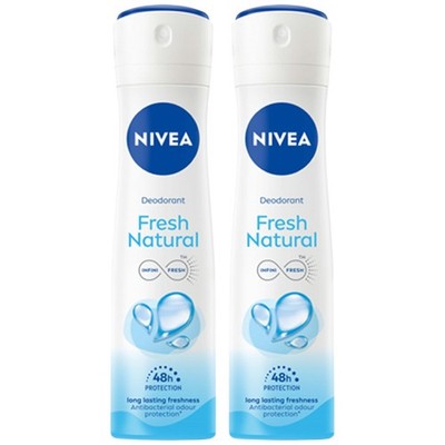 Nivea Fresh Natural 48 Hour Deodorant Spray, 5oz (150ml) (Pack of 2)