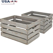 Wooden Crates Set Stackable Storage Rustic Décor Organizing Camping Essentials