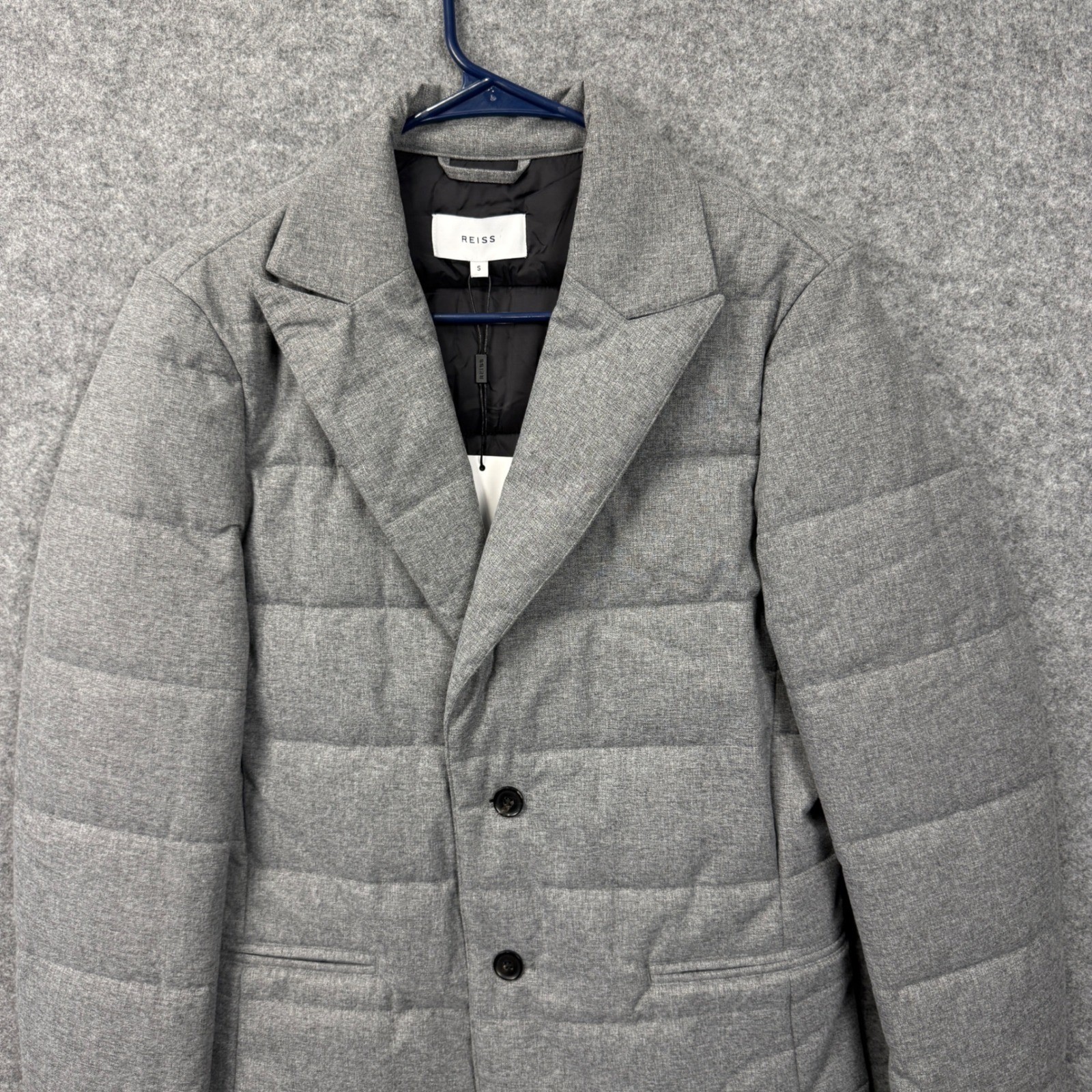 REISS Kadir Quilted Blazer Grey Puffer Coat Jacket Down Men Size S image 7