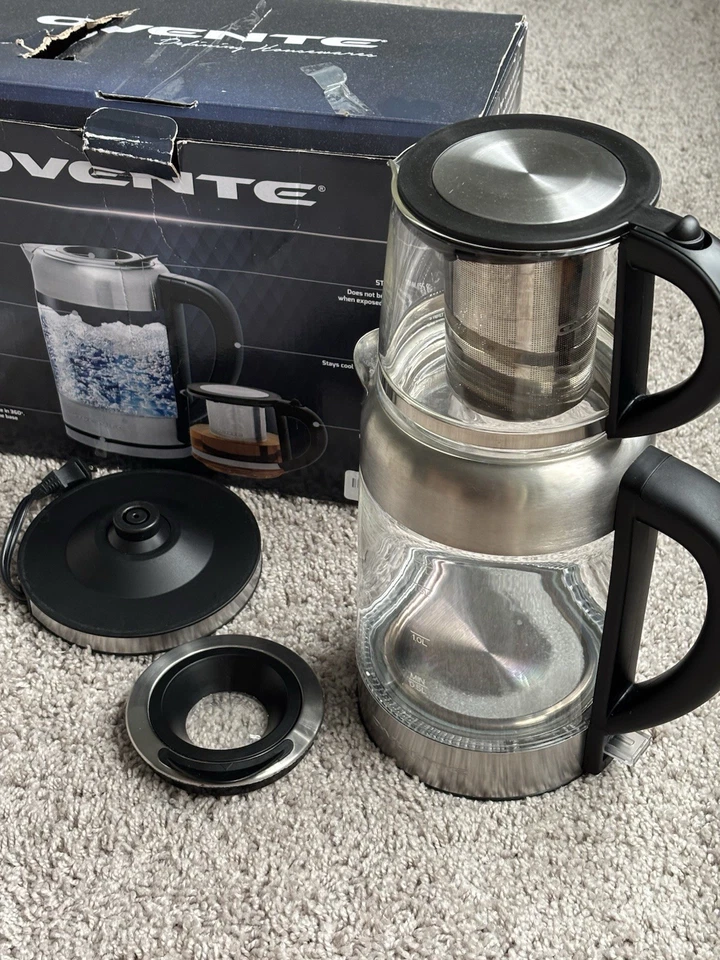 Hervidor de agua eléctrico de vidrio OVENTE Prontofill 1,7 litros 1500 W plateado KG612S Foto 4 de 4