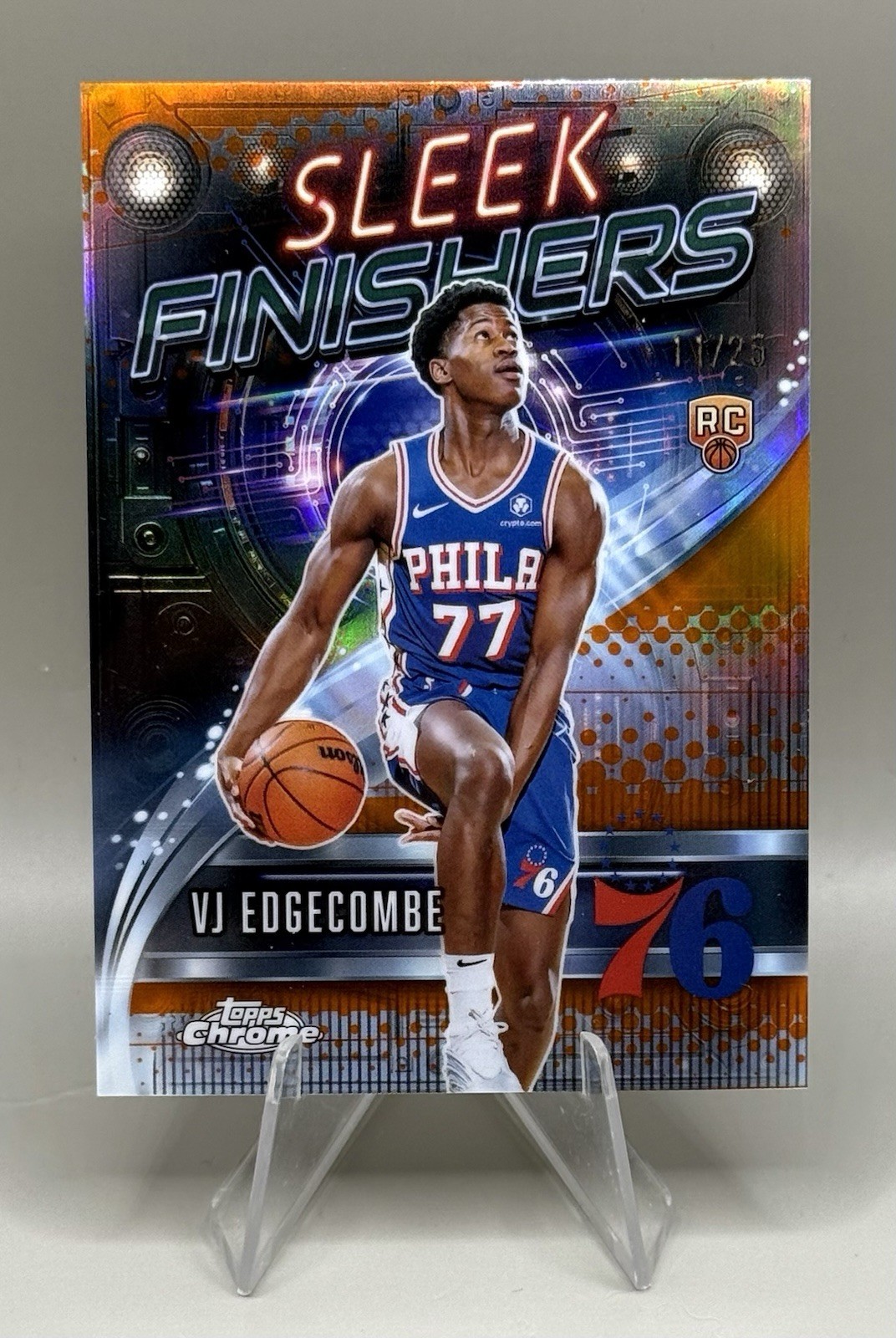 Vj Edgecombe 2025-26 Topps Chrome Sleek Finishers SF23 RC Orange Refractor #/25