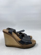 Chloé sandalo nero in pelle con zeppa fibbia W 6,5