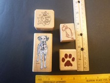 4 Different Stamps - Dog - Wood Mounted Rubber Stamp