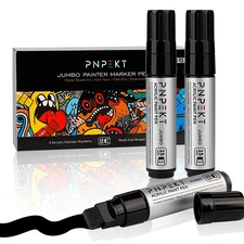 Black Jumbo Acrylic Paint Marker, 15mm Felt Tip, Water Based, Wood, Rock, Art
