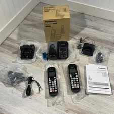 Panasonic KX-TGD832 Cordless Phone System 2 Handsets, Metallic Black