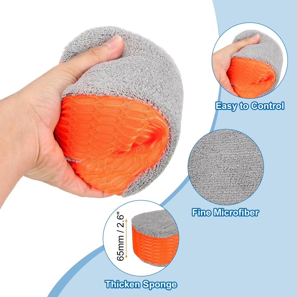 2pcs Microfiber Car Wash Sponge 8.7"x4.3" Non-Scratch Foam Applicator Orange Foto 4 de 4