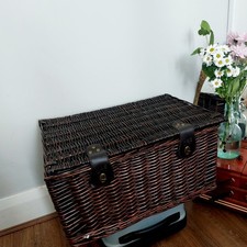 Marks & Spencer Brown Wicker Basket, Storage Chest Trunk Hamper 