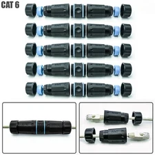 5x CAT6 RJ45 Outdoor Waterproof Network Ethernet Cable Connector Coupler Shield