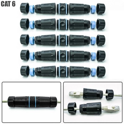 5x CAT6 RJ45 Outdoor Waterproof Network Ethernet Cable Connector Coupler Shield