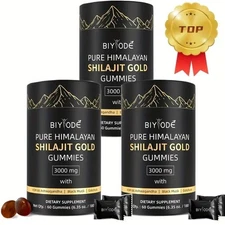 3 Pack-Himalayan Shilajit GOLD Gummies, Organic, Extremely Potent 3000mg, F.Acid