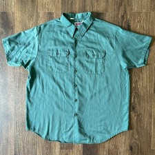 Vintage JCPenney Big Mac Green Permanent Press Work Rugged Twill Shirt Mens XL