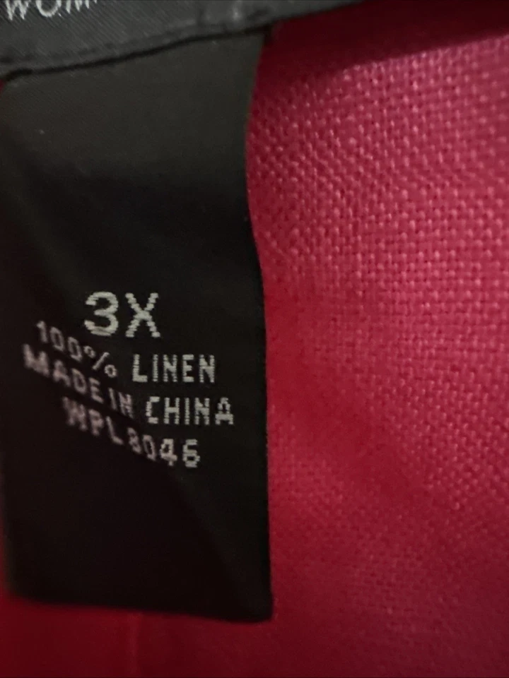 INC International Concepts Pink 100% Linen Ruffle Lightweight Jacket 3X - Image 2 of 4