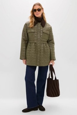 Ganni NWOT Quilt Midi Jacket Dark Green
