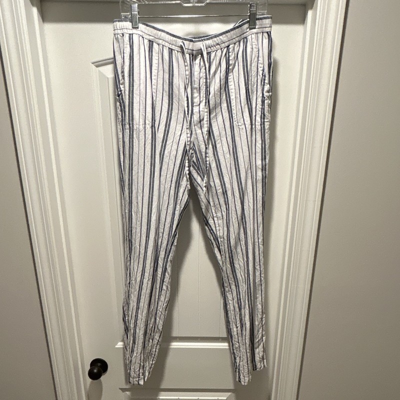 Liz Claiborne Women’s Striped Linen Cotton Chino Pants Flat Front Pockets M