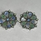 Kramer Of New York Blue & Green Givre Glass & Rhinestone Brooch & Clip Earrings  — photo 9