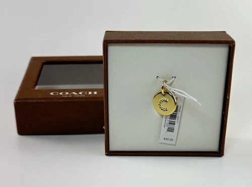 Charm Coach Lettera C Pave Nuovo OB F99760 Cristalli Pendente Placcato Oro Marcato