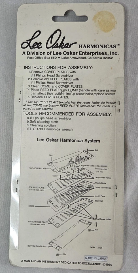 Genuine New Lee Oskar 1910 Harmonica Harp Reed Plates Natural Minor Fm - Image 3 of 3