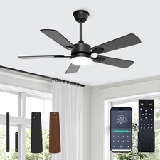 VOLISUN Ceiling Fan with Light, 42 inch Flush Mount 42 INCH, Black 