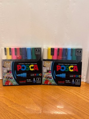 2x uni-ball POSCA PC-5M Water-Based Paint Markers (8 Pack) 1.8-2.5mm