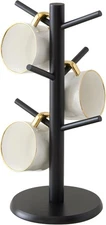 Black Coffee Mug Holder Tree with 6 Hooks Cup Rack Kitchen Storage Organizer