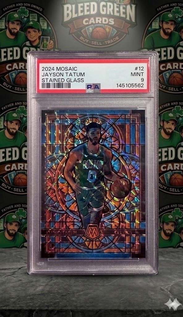2024 Panini Mosaic Jayson Tatum Stained Glass Case Hit SSP PSA 9