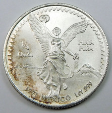 1991 Mexico Libertad 1/4 Onza Plata Pura 1/4 Oz .999 Fine Silver Coin