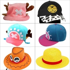One Piece Anime Cosplay Hats Luffy Straw Hat Ace Chopper Law Cap Costume
