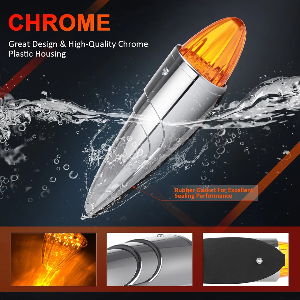 Conjunto de luces de separación marcador cabina techo semi camión ámbar 5x 17LED para Peterbilt Foto 4 de 4