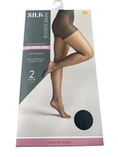 Silk Impressions Pantyhose Size Large Light Support Sheer 20 Denier 2 Pairs NEW