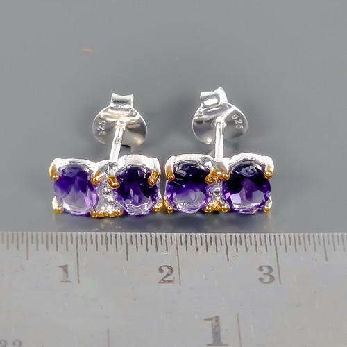 Women jewellery Natural Amethyst Earrings 925 Sterling Silver /E123344 - Picture 3 of 8