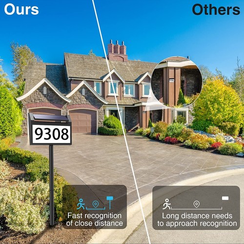 Solar House Number Sign, LED Illuminated Outdoor Address Plaque with Smart Co... - Picture 6 of 9