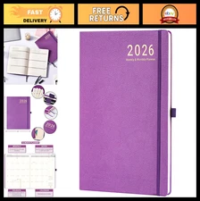 2026 Weekly & Monthly Planner - 8.5" x 11", Leather Cover, Thick Paper, Back Poc
