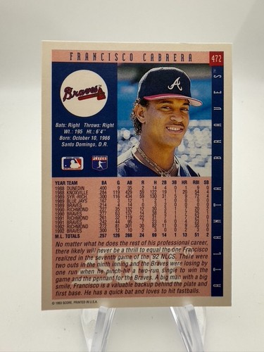 1993 Score Baseball Cards #1-650 +Rookies - You Pick - Picture 102 of 114