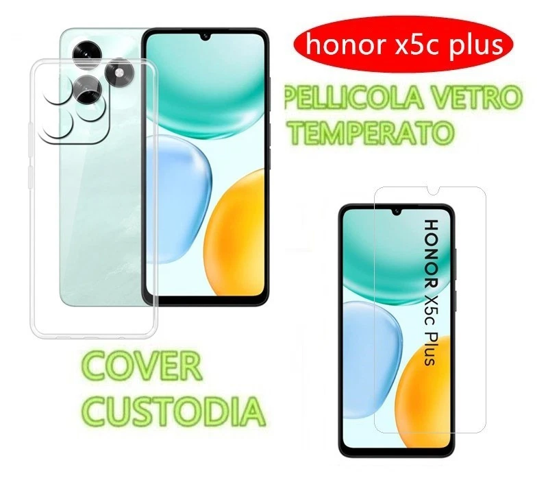 XINYEXIN Cover Per Honor X5 Plus: Custodia Antiurdo Traslucida Con Anello Porta 360° E Supporto Magnetico Per Auto | Rosso - 2