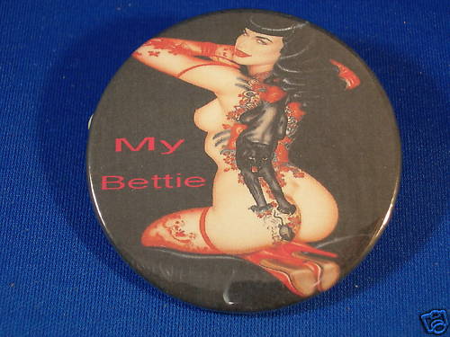 "MY BETTIE" PAGE BUTTON Big 2 1/4 pin pinback Betty NEW - Afbeelding 1 van 1