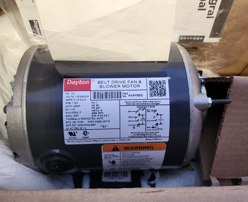 Dayton 4VAF9BG Split-Phase Belt Drive Motor 1/4 Hp, 48Y Frame, 115/208-230V