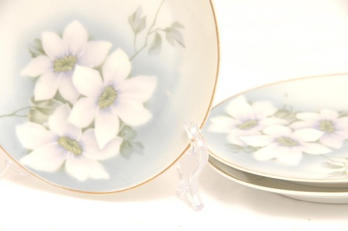 Set 3 Zeh Scherzer Brot Dessert Teller weiß Clematis 6 cm Durchmesser Bavaria - Bild 2 von 5