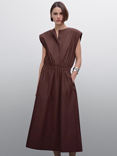 Massimo Dutti Women's Mid-length Sleeveless Cinched-waist Dress