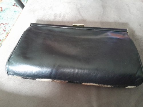 Vintage Jane Shilton Black Genuine Leather And Beige Snakeskin Clutch Bag - Picture 2 of 7