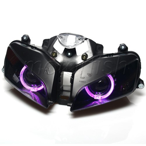Assembled Projector Headlight Purple Halo Ring Fits for Honda CBR600RR 2003-2006 - Picture 12 of 24