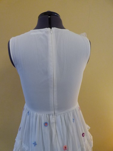 M&S Cream Net Tiered White Floral Detail Party Summer Dress Size 13-14 Yrs VGC - Picture 14 of 22