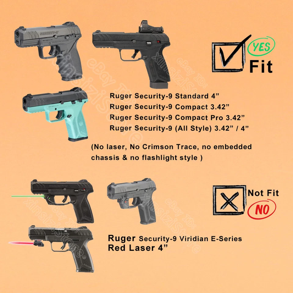 Coldre Security 9 compatível com Ruger Security-9 Pro Standard compacto 9mm Security-380 - Imagem 2 de 4