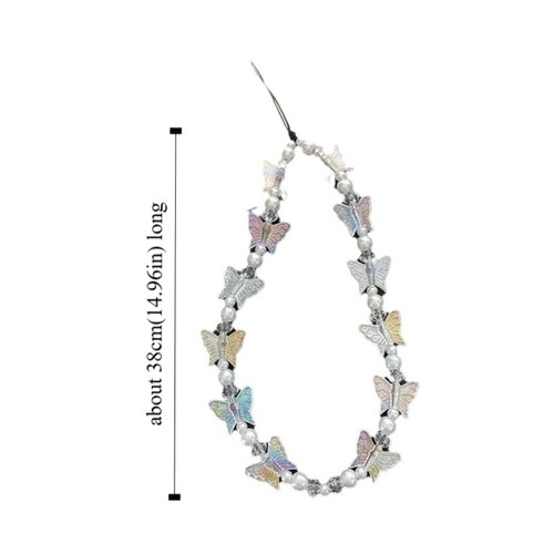 Butterfly Beaded Candy Colors Cellphone Keychain Women - 第 2/18 張圖片