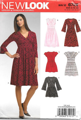 Uncut New Look Sewing Pattern 6722 Misses Dress w Sleeve Variations Sizes: 10-22