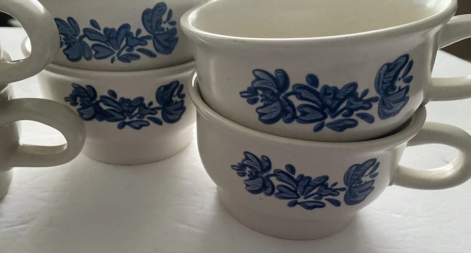 Juego de 6 tazas de sopa de gres Pfaltzgraff Yorktowne mango cuenco Y2K vintage Foto 4 de 4